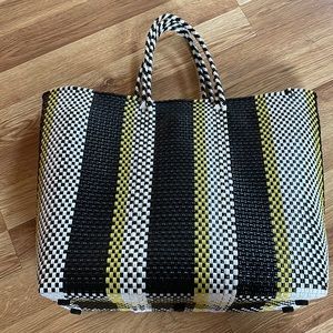 Used TRUSS Striped woven raffia-effect tote
